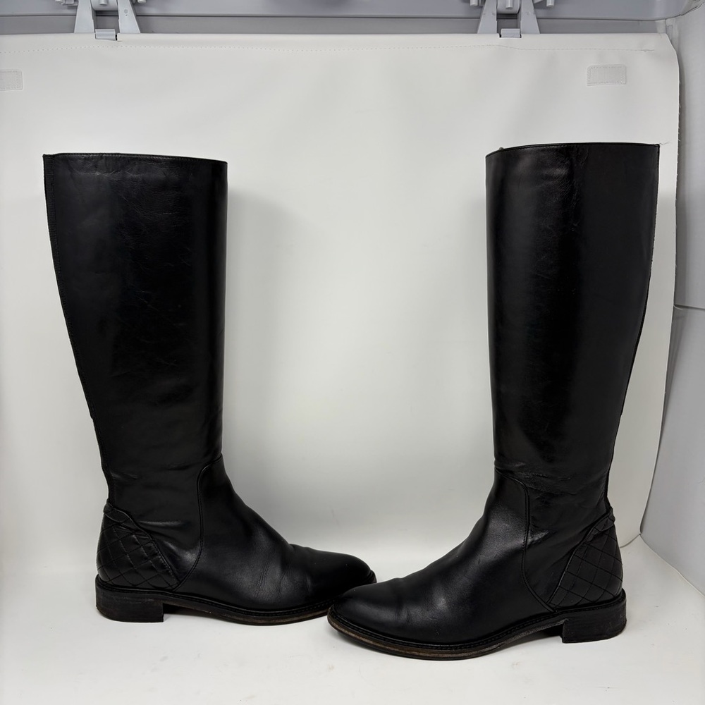 Aquatalia Geneva Black Leather Knee High Riding Boot Size 8.5 - Picture 3 of 12